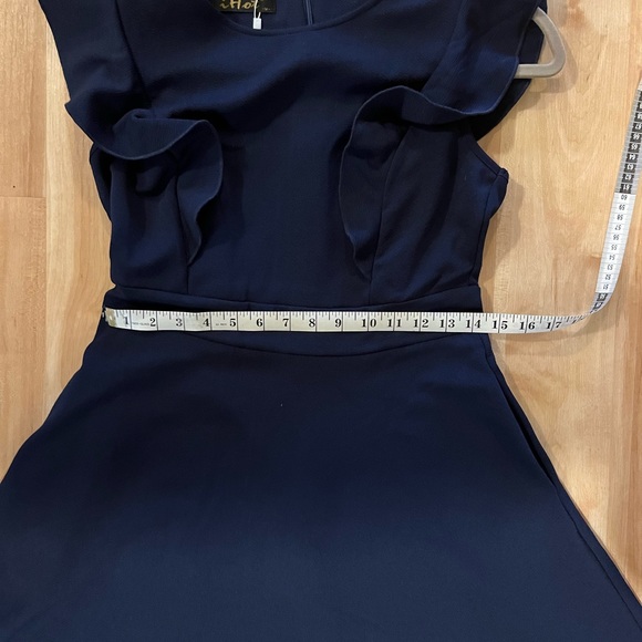 NWT. IHOT YATHON Women’s Ruffle Flare Dress Navy Medium - Picture 9 of 10